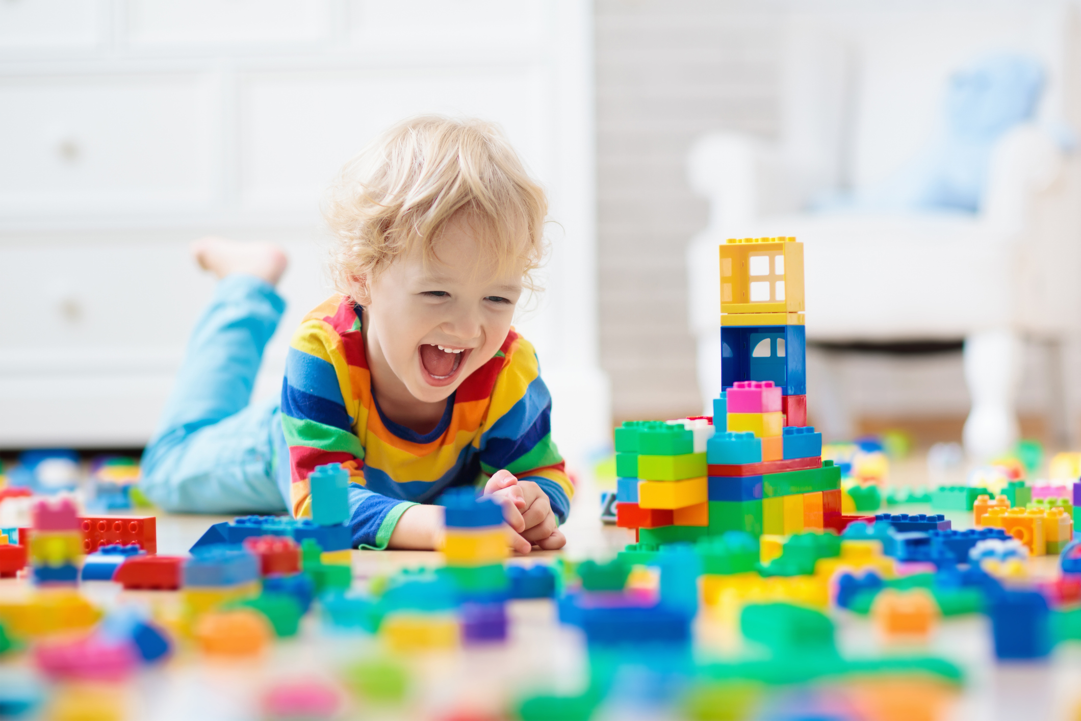 Child playing with toys